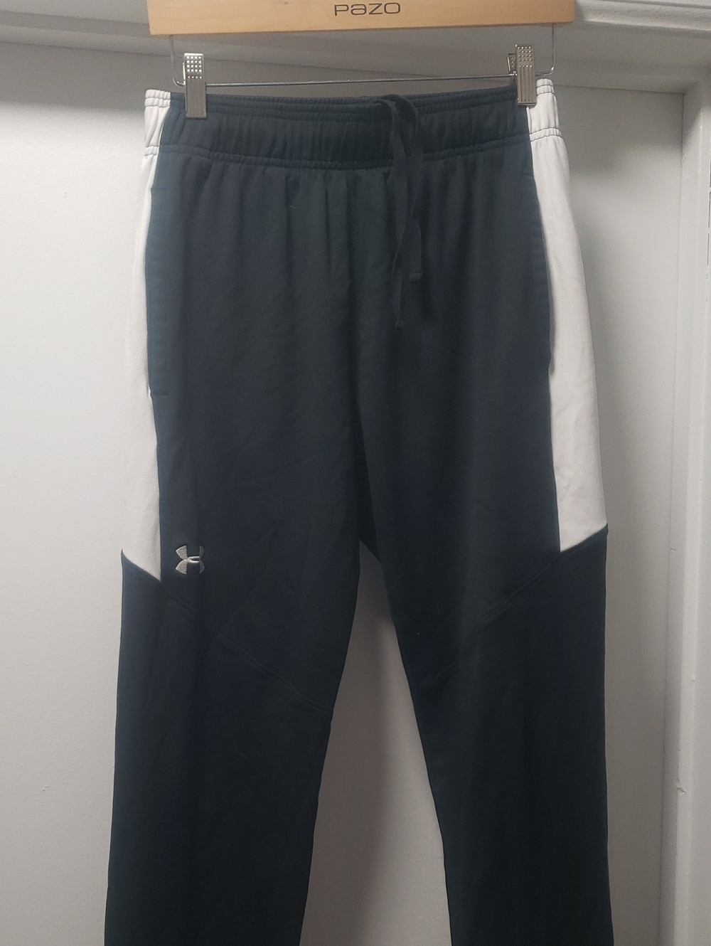 Under Armour Black Track Pants with White Side Panels